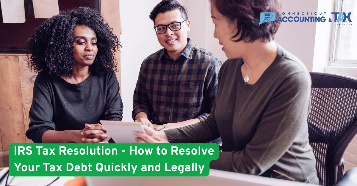 Tax experts discussing IRS tax resolution strategies to help individuals resolve tax debt quickly and legally with professional guidance